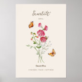 Lathyrus Geboortemaand Bloem Poster (Voorkant)