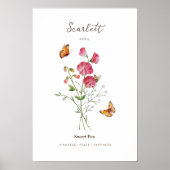Lathyrus Geboortemaand Bloem Poster (Voorkant)