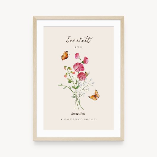 Lathyrus Geboortemaand Bloem Poster