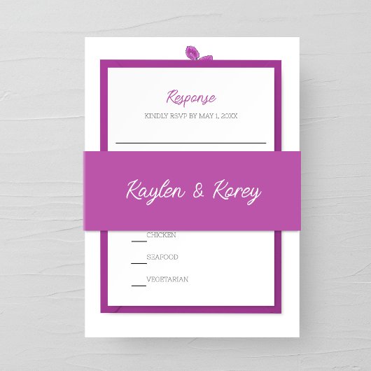 Lathyrus Paarse minimalistische bruiloft Uitnodigingen Wikkel