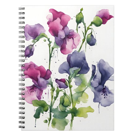 Lathyrus - Watercolor bloemen Notitieboek (Voorkant)