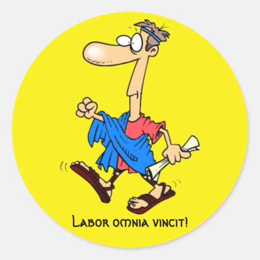 Latijn: Arbeid omnia vincit! Ronde Sticker (Voorkant)