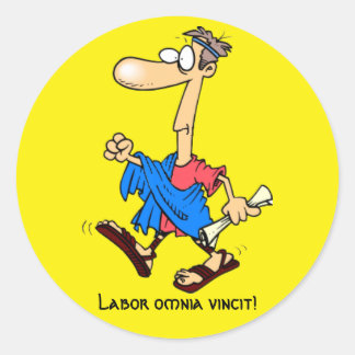 Latijn: Arbeid omnia vincit! Ronde Sticker