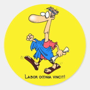 Latijn: Labor omnia vincit! Ronde Sticker