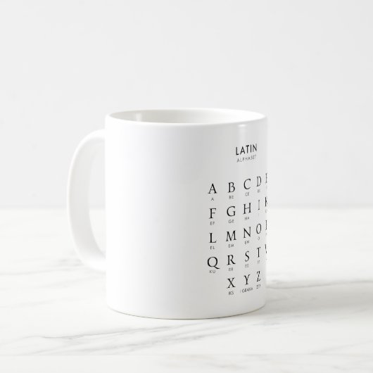 Latijns Alfabet Koffiemok (Voorkant links)