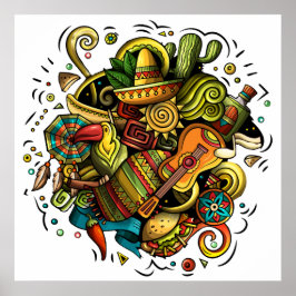 Latijns-Amerika/Mexico Illustratie Art Poster