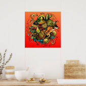 Latijns-Amerika/Mexico Illustratie Art Poster (Keuken)