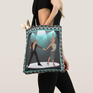 Latijnse ballroomdansers in combinatie met spotlig tote bag