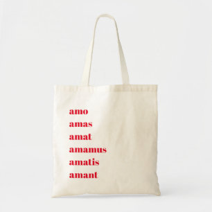 Latijnse Canvas tas, Amo Amas Amat, Schooldagthema Tote Bag