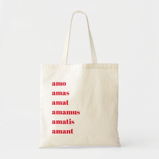 Latijnse Canvas tas, Amo Amas Amat, Schooldagthema Tote Bag (Voorkant)