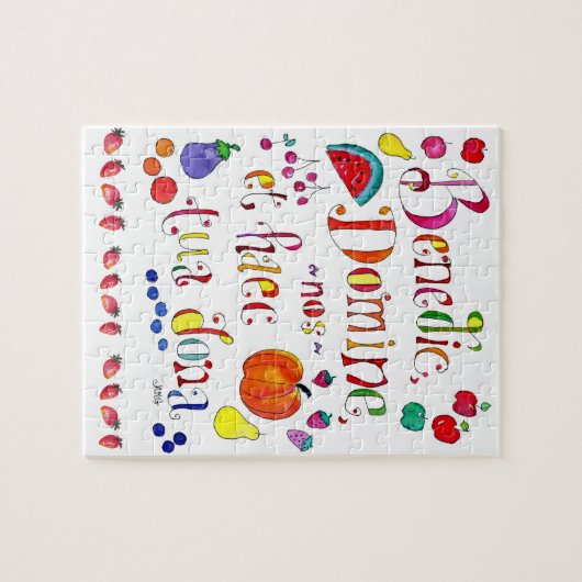 Latijnse Hoogheid Grace Prayer - Bless Us O Lord Legpuzzel (Horizontaal)