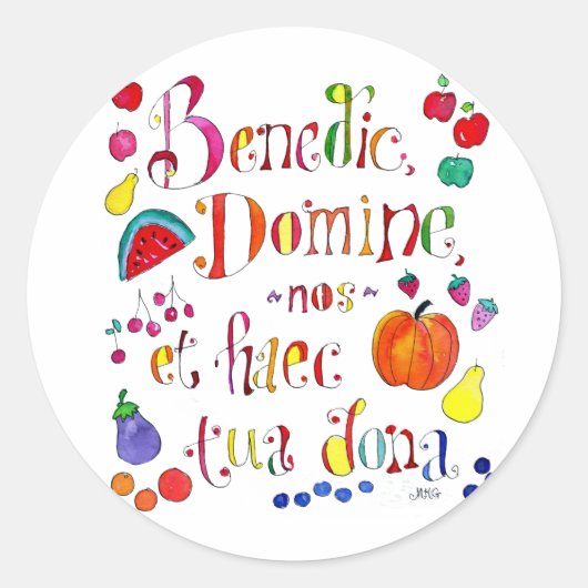 Latijnse Hoogheid Grace Prayer - Bless Us O Lord Ronde Sticker (Voorkant)