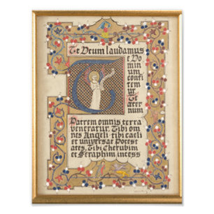 Latijnse Hymn Medieval Stijl Verlichte Calligrafie Foto Afdruk
