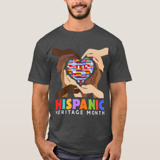 Latijnse landen Hart Handen Vlaggen Spaans erfgoed T-shirt