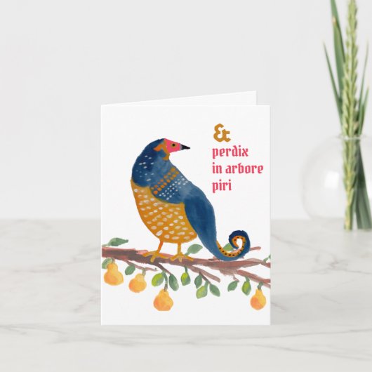 Latijnse patrijs in een perenboom grappig met de h feestdagen kaart (Voorkant)