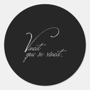 Latijnse quote T-shirt Vincit Qui Se Vincit Hij ve Ronde Sticker