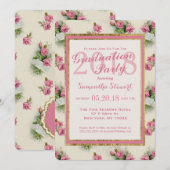  Latijnse roze Floral Graduation Party nodigt uit Kaart (Voorkant / Achterkant)