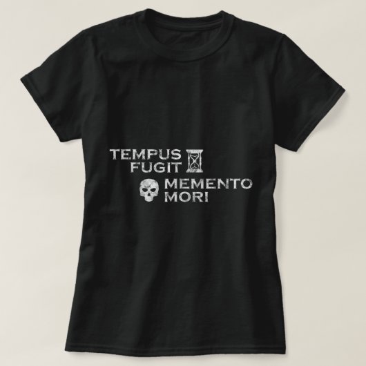 Latijnse term Tempus Fugit Memento Mori T-shirt (Design voorkant)