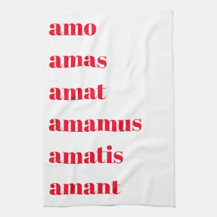 Latijnse theekdoek, Amo Amas Amat, Schooldagthema  Theedoek