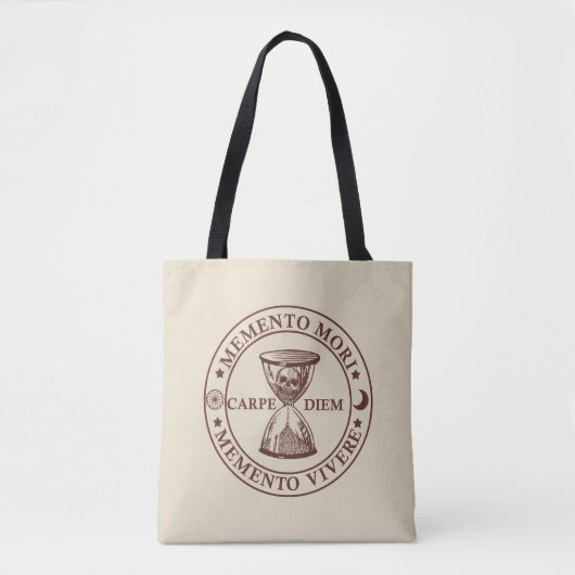 Latijnse uitdrukking - Grijp de dag - Memento Mori Tote Bag (Voorkant)