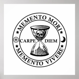 Latijnse uitdrukking - Memento Mori Memento Vivere Poster