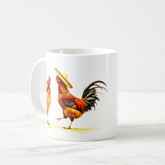 LATIN DANCING CHICKENS MUG KOFFIEMOK (Voorkant links)