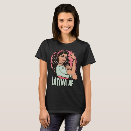 Latina AF Hand getrokken Spaanse empowerment vrouw T-shirt (Voorkant volledig)
