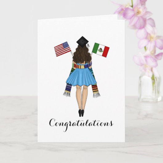 Latina Afstuderen Afstudeerder Serape Mexico Ameri Kaart (Orchidee)