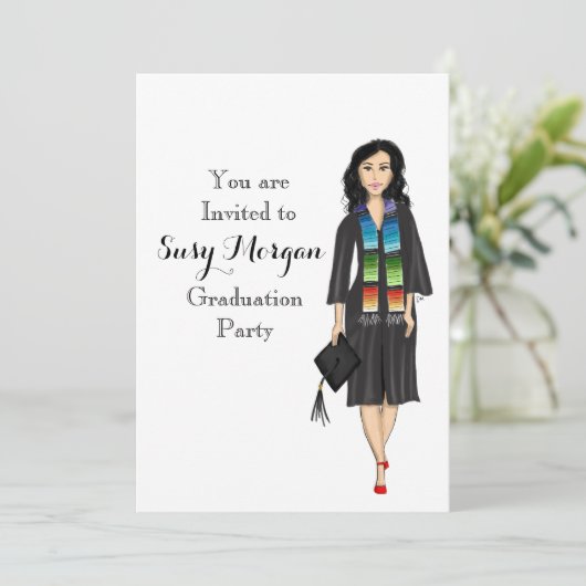 Latina Afstuderen de Uitnodiging van de Illustrati (Staand voorkant)