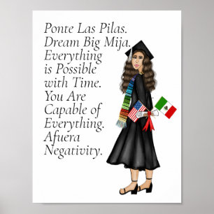 Latina Afstuderen met vlaggen en diplomatie Poster
