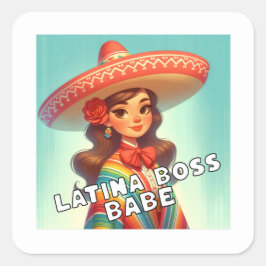 Latina Boss Babe Latinx Eigen Kerkleins Bedrijf Vierkante Sticker