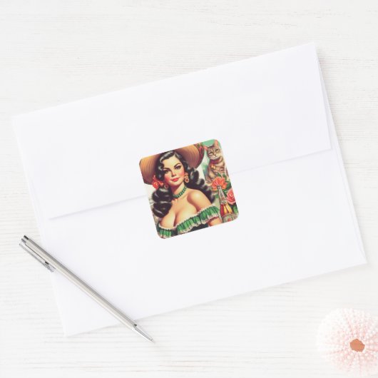  Latina Illustratie Vierkante Sticker (Envelop)