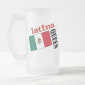 Latina Koningin & Mexicaanse vlag Matglas Bierpul (Links)