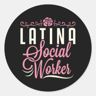 Latina maatschappelijk werker ronde sticker