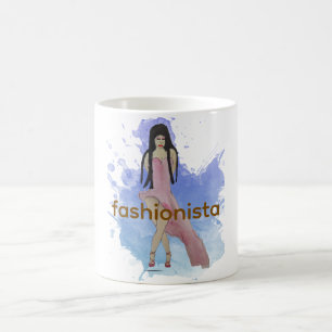 Latina modekoningin met High Low-jurk Koffiemok