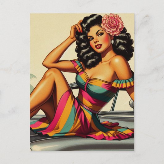 Latina Pin Up Illustratie Briefkaart (Voorkant)
