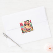 Latina Pin-Up Schilderen Vierkante Sticker (Envelop)