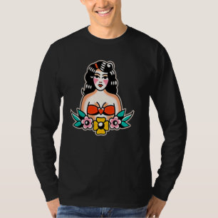  Latina Pin-up Summer Girl Flower  Ta T-shirt