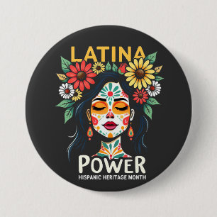 Latina Power Hispanic Heritage Month Ronde Button 7,6 Cm