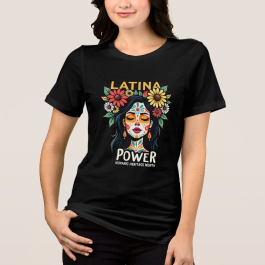 Latina Power Hispanic Heritage Month Tri-Blend Shirt (Voorkant)