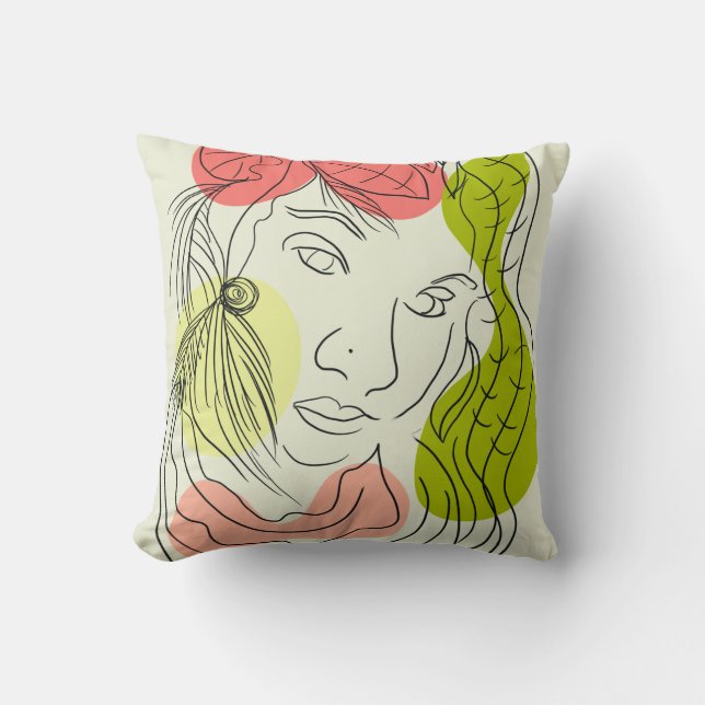 Latina Vrouw Kunst Vormgeving Bloemmotief Kussen (Voorkant)