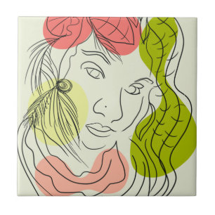Latina Vrouw Kunst Vormgeving Bloemmotief  Tegeltje