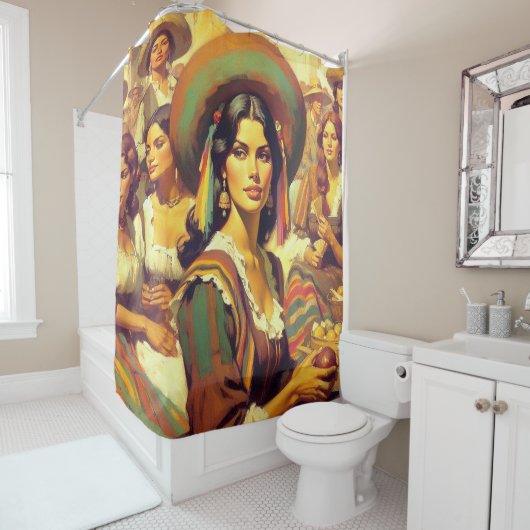  Latina Vrouw Schilderen Douchegordijn (In situ)