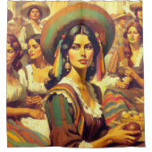 Latina Vrouw Schilderen Douchegordijn (Voorkant)