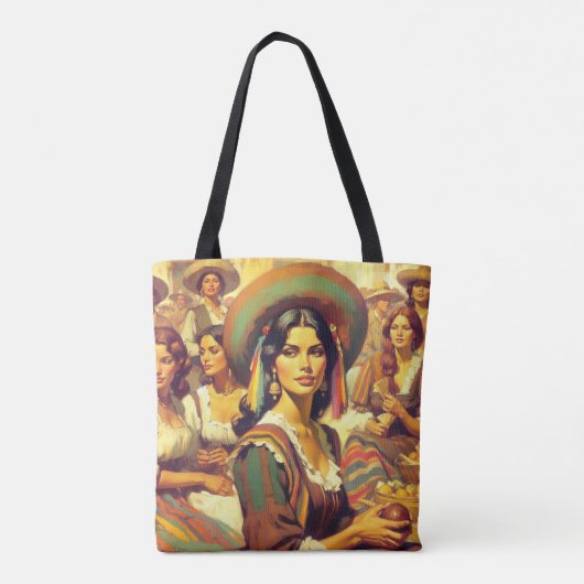  Latina Vrouw Schilderen Tote Bag (Achterkant)