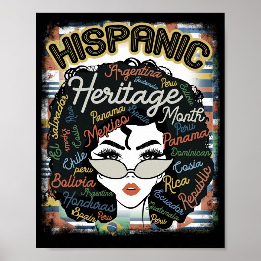 Latina Woman Art Hispanic Heritage Month Latijn Poster (Voorkant)