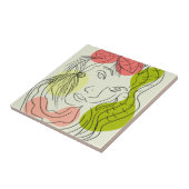 Latina Woman Art Shapes Floral Tegeltje (Zijkant)