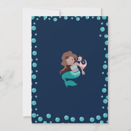 Latina zeemeermin met zeepaardje | 3e verjaardag kaart (Achterkant)
