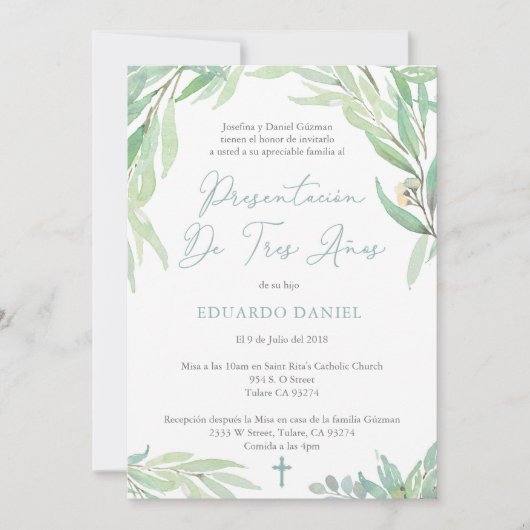 Latino 3Year Old Presentation Misa for Boy Kaart (Voorkant)