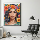 Latino Amerikaans Meisje Waterverf Art Print